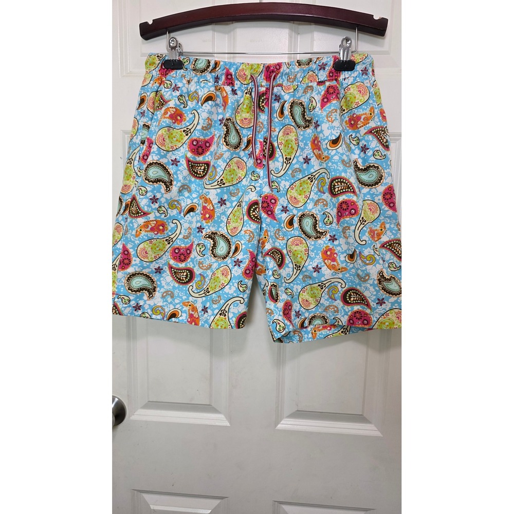 Peter‎ Millar Swim Trunks Mens Large Blue Paisley Print Mesh Lined Board Shorts